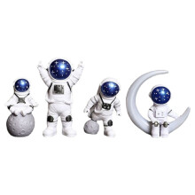 4 Stuks Astronaut Figuur Standbeeld Beeldje Ruimtevaarder Sculptuur Educatief Speelgoed Desktop Woondecoratie Astronaut Model Blauw