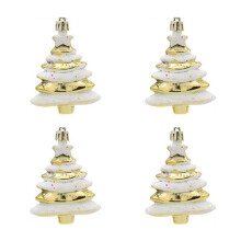 8x6cm 4 Pack Christmas Special-Shaped Christmas Tree Decoration Props Gift Plastic Painted Christmas Tree Gold