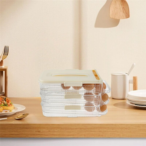 Eierhouder voor Koelkast Rolling Egg Organizer Eiercontainer Spaar-Eierrollerdispenser Stapelbaar Koelkastbakje Wit 1