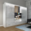 (White, 255cm) Sasilaya High Gloss 2 or 3 Sliding Doors Wardrobe 1