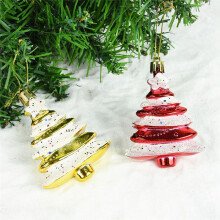 Lot de 4 Boules de Noël de 8 X 6 cm, Décoration D'Arbre de Noël de Forme Spéciale, Accessoires en Plastique Peint pour Sapin de Noël, Rouge