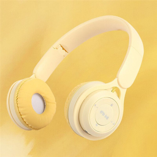Headband  Headset Y08 Wireless  Headset Portable Foldable Children Headset Yellow 1