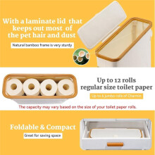 Bamboo Toilet Paper Storage Toilet Paper Stand with Bamboo Lid for Restroom Closet Bathroom Creamy-White