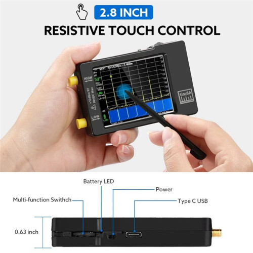 Hand Tiny Spectrum Analyzer 2.8 Inch Display 100kHz to 960MHz with ESD Proteced Version Spectrum Analyzers 2