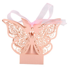 50st Vlinder Bruiloft Gunstdoos Verjaardagsfeestje Geschenken Snoepdozen (Roze)