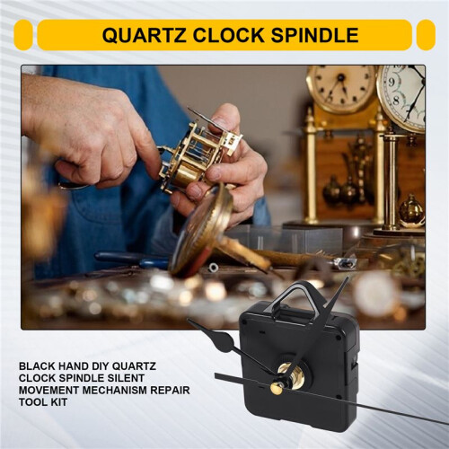 Black Hand DIY Quartz Clock Spindle Silent Movement Mechanism Repair Tool Kit 2
