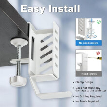 Desk Side Vertical Laptop Stand,No Drill Laptop Desktop Mount,Hanging Laptop Holder for Desk Side,Clamp Desk White