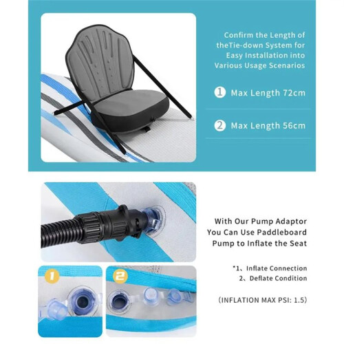 Kayak Seats with Back Support Waterproof Paddleboard  with Backrest Kayaking  Comfortable Oxford 2