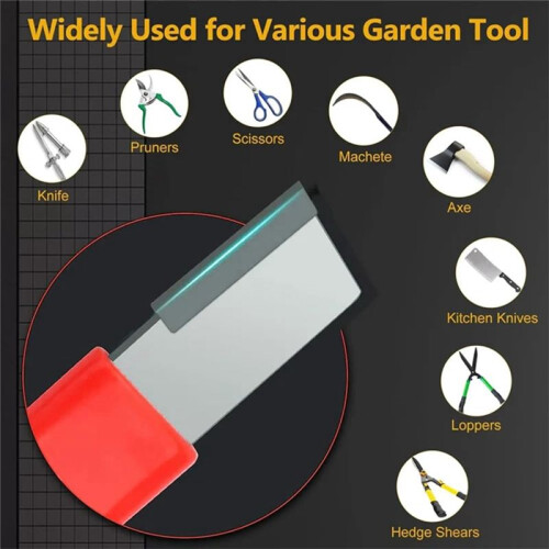Portable Quick Sharpener, Hand Held Knife Garden Tool Sharpener Stone, Lawn Blade Sharpener (Black & Red,6Pcs) 2