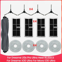 For L10s Pro Ultra Heat RLL82CE, X30 Ultra, Mova E30 Ultra Vacuum Main Side Brush HEPA Filter Mop