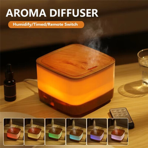 Flame Humidifier Essential Oil Diffuser Air Humidifier with Remote Control 800ml Aroma Diffuser 7-Color Night Light 1