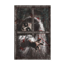 Halloween Window Decoration Horror Long Hair Woman Horror Window Background Halloween Window Poster Decoration