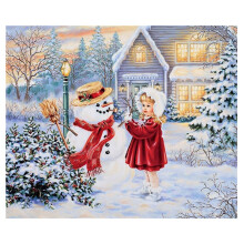 DIY Diamante di Natale Ragazza Pupazzo di Neve Pieno Diamante Rotondo Pittura Ricamo un Punto Croce Immagine Strass Decorazioni per La Casa
