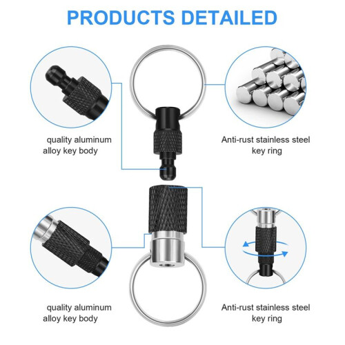 7pcs Quick Release Detachable Keychain, Double Rings Pull Apart Keychain, Spring Split Snap Seperate Keychain 2
