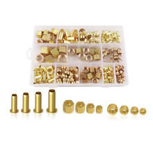 Kit Assortimento di Raccordi A Compressione da 220 Pezzi - 4 Dimensioni (1/4 Pollici, 3/8 Pollici, 5/16 Pollici, 1/2 Pollici) di Ghiera del Manicotto