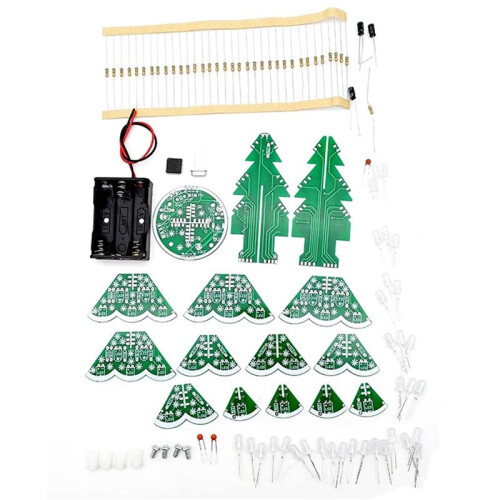 3D Stereo Christmas Tree LED DIY Kit Red/Green/Yellow LED Flash Circuit Kit for Electronics Soldering Practice Learning