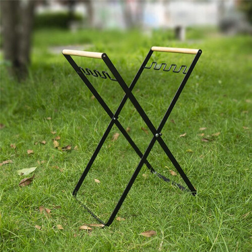 Trash Bag Holder with Wood Handle Portable Kitchen Garbage Sorting Rack Separate Recycling Waste Bin for Camping A 1