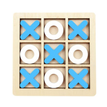 Tablero de Madera Tic-Tac Toe Juego XO Juego de Mesa Juguete Familia Clásica Juego de Rompecabezas para Niños Juguetes Educativos Azul +