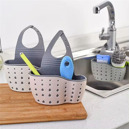Household Storage Basket Kitchen Sink Shelf Adjustable Soap Sponge Hanging Basket Green 2