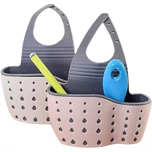 Household Storage Basket Kitchen Sink Shelf Adjustable Soap Sponge Hanging Basket Green 1