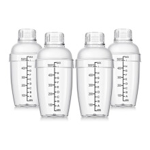 4 Szt Plastikowy Shaker do Koktajli Ręczny Mikser do Napojów Shaker z Wagą i Sitkiem Górny Przezroczysty Kubek do Shakera z Pomiarami