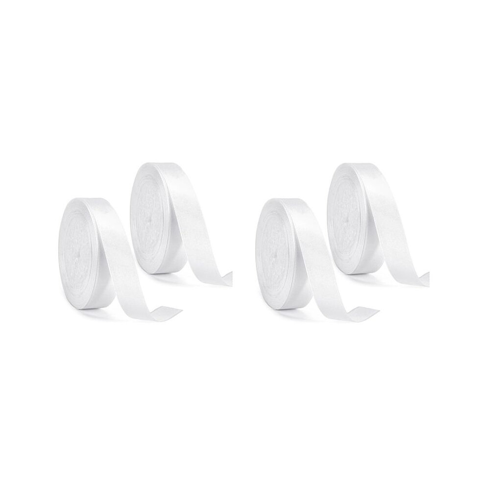 4Pcs White Ribbon,15Mmx22m Ribbons For Crafting Gift Wrapping, Balloons, Sewing, Silk Ribbon For Cake Decoration 6133606762608