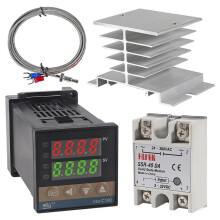 Régulateur de Température PID REX-C100 Kit de Thermostat Haute Tension 100ACV à 240ACV+Relais SSR 40DA+ Sonde K