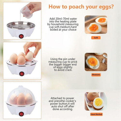 Electric Egg Cooker Boiler Maker Soft Medium or Hard Boil Single Layer Egg Maker,Egg Steamer EU Plug 2
