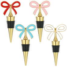 4 Pcs Wine Stopper Set,Reusable Vacuum Bottle Corks with Silicone Seal for Holiday Party, Women, Gift, Christmas Gold