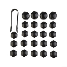 17mm Black Wheel Nut Covers Set of 24 with Removal Tool, Precision Fit and Wheel Protection