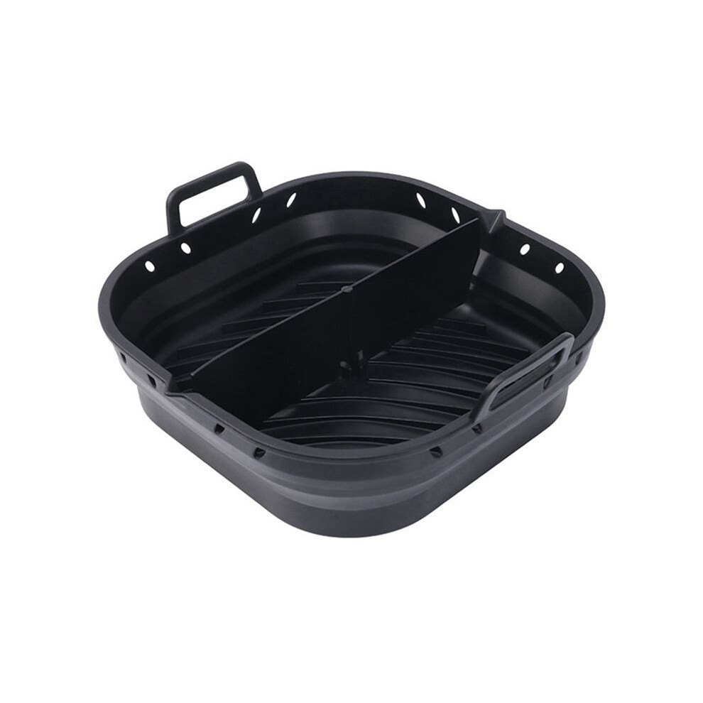 Semoic Air Fryer Silicone Plate Square Reusable Air Fryer Cooking Accessories Foldable 8.5In Airfryer Tool Baking Mold Black