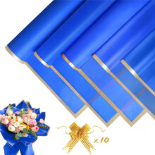 20 Sheets Flower Wrapping Paper - Flower Bouquet Wrapping Paper with Ribbon, Waterproof Flower Paper Wrap for Wedding