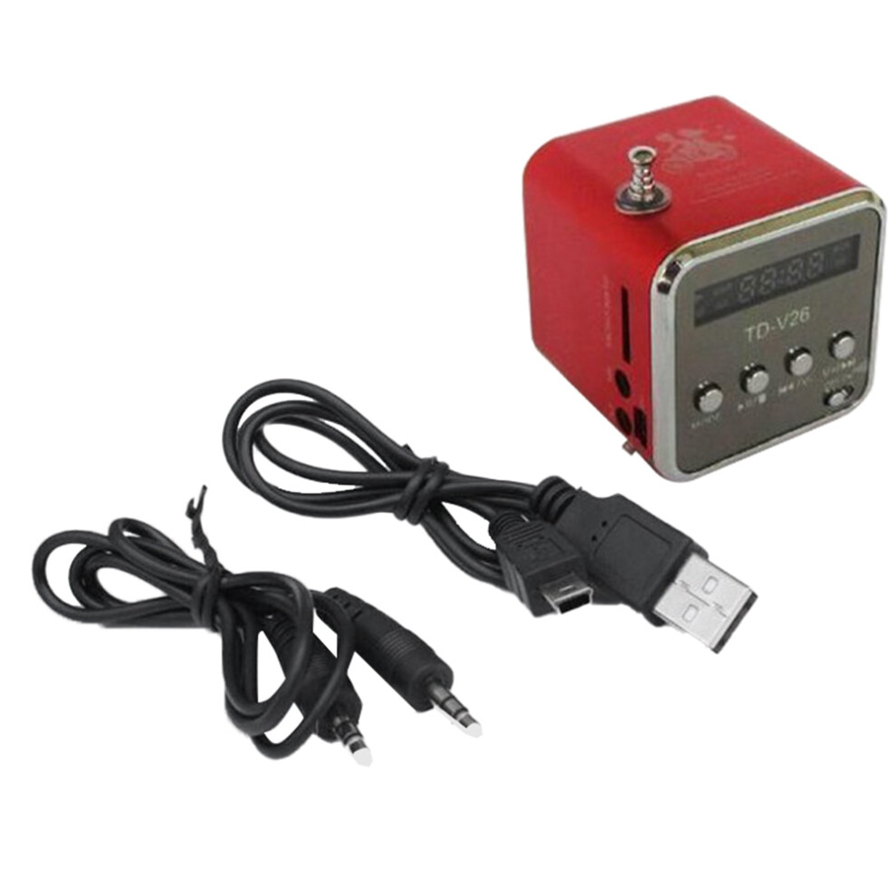 Td-V26 Digital Portable Fm Radio Receiver Led Loudspeaker Wireless Speaker Mp3 Support /Tf Card Red 4712490990919