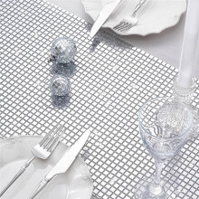 Bieżnik Disco Table Runner Srebrny Table Runner Glitter Sequin na Stół w Stylu Disco z Lat 70. i 80. 12x71 Cali