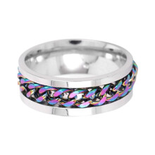 Cool Anti Stress Rotate Freely Chain Rings for Men Stainless Steel Anti Anxiety Relaxing Ring Fidget Spinner A-52mm