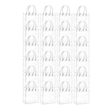 20 Peças Sacola de Presente Transparente com Alça Embalagem de Presente de Doces de Casamento Sacola Reutilizável Chá de Natal 15x20x7cm