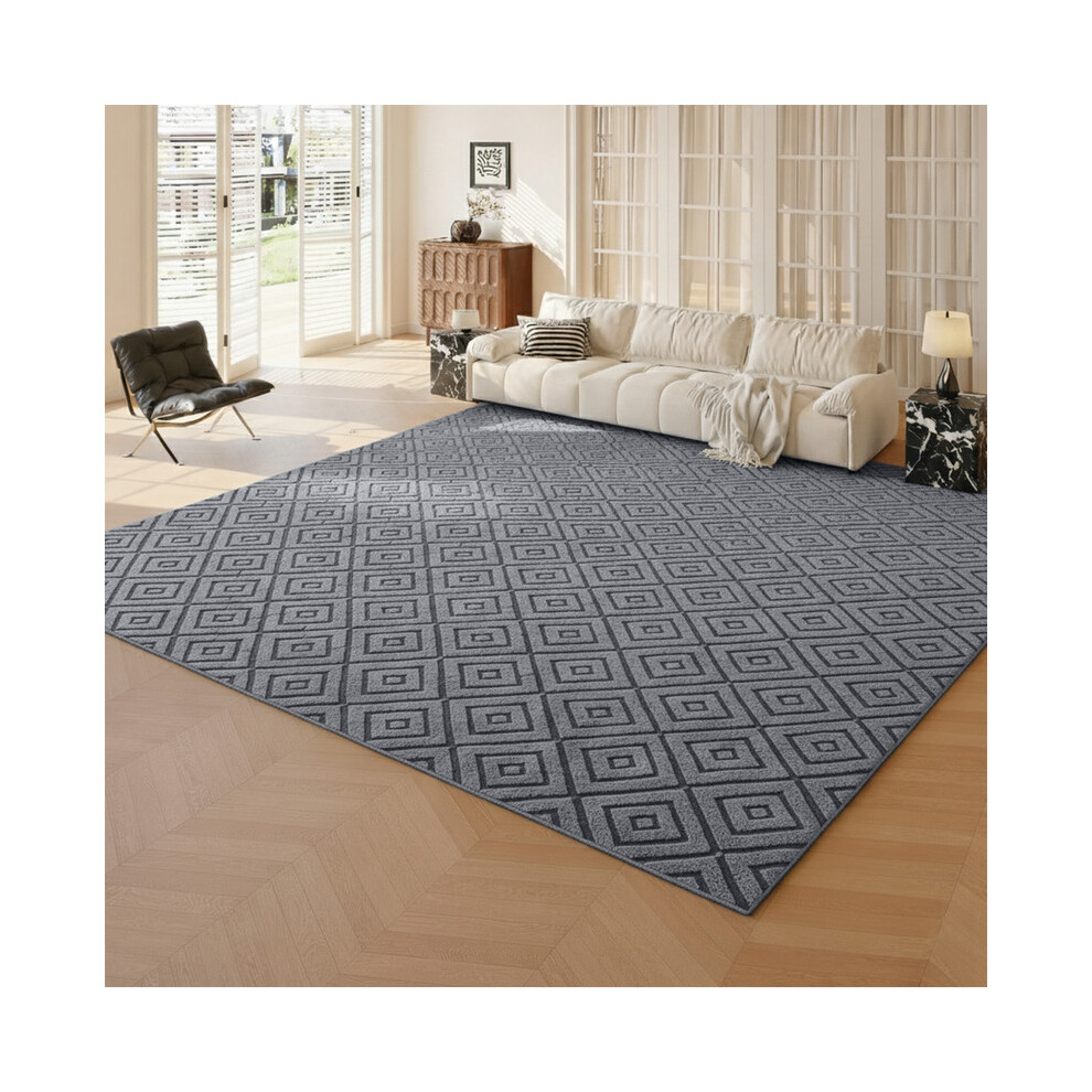 Aspire Homeware (80X150cm, Maze Charcoal) Carved Area Rugs-Soft Cut Pile Living Rooms Carpets Grey