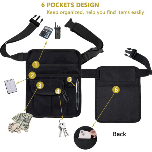 Adjustable Server Apron with MultiPocket Canvas Waitress Waist Pouch for Restaurant and Bar 2