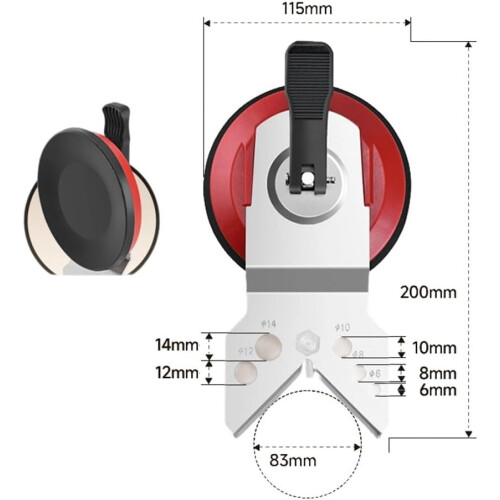 Adjustable Tile and Glass Drill Guide with Suction Cup, Precise Hole Positioning for 683mm Bits 1