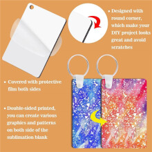 40 Pack Sublimation Keychain Blank Double Sided Heat Transfer Blank Blank Board Key Ring Blank Sublimation DIY