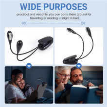 2Pcs Music Stand Light Clip LED Book Lights Dual Arm Reading Lights for Books in Bed 360 Degree Adjustable Clip