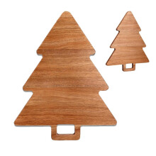 Christmas Tree Wooden Cutting Board, Handcrafted Holiday Charcuterie Serving Platter with Handle