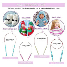 26 Pieces Aluminum Interchangeable Circular Knitting Needle Set,13 Size Interchangeable Crochet Needles for Knitting