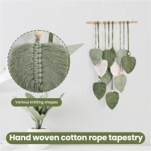 Leaf Macrame Wall Hanging Boho Room Home Decor Woven Aesthetic Wall Home Room Wedding Decoration Green