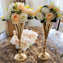 2PCS Tabletop Flower Vase Wedding Centerpiece Decor Metal Flower Stand Artificial Flower Ornaments for Anniversary Part