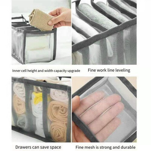 Underwear Bra Socks Organizer Storage, Washable Foldable Drawer Clothes Organizer (Black-11 Grids) 2
