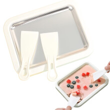 Rolled Ice Cream Maker Kit with FastChilling Stainless Steel Plate and Scrapers for Fun Family Use (White)
