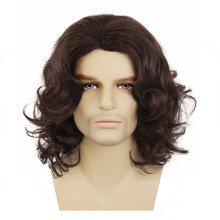 Herr Kort Lockigt Brun Peruk Halloween Cosplay Peruk Anime Kostym Peruk