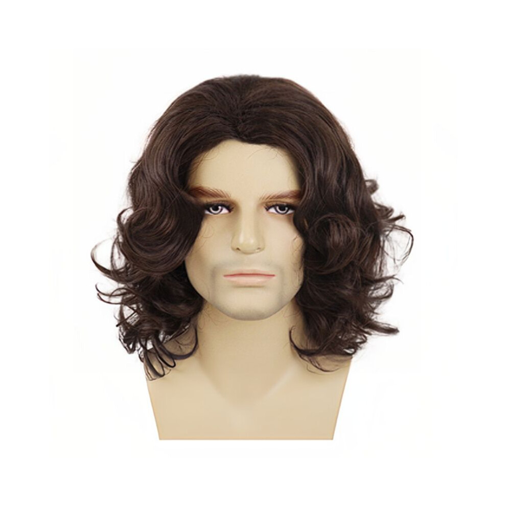 Unisex Brown Men's Short Curly Wig Halloween Cosplay Wig Anime Costume Wig