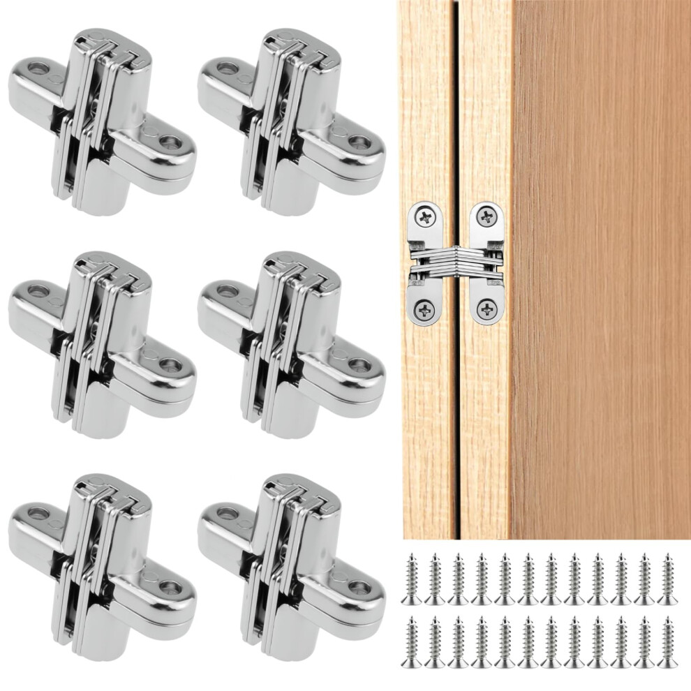 Hidden Cabinet Hinges 180 Invisible Zinc Alloy Concealed Frameless Door Hardware With Screws 6Pcs Silver 9169991224800